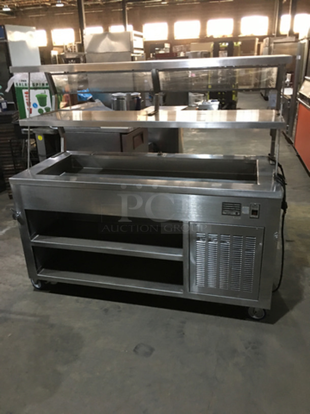 Precision Commercial Refrigerated Cold Pan! With Overhead Serving Shelf! With Sneeze Guard! With Underneath Storage Space! All Stainless Steel! Model SST2024RTNYC Serial 680620891! 120V 1Phase! On Commercial Casters! - Image 4 of 9