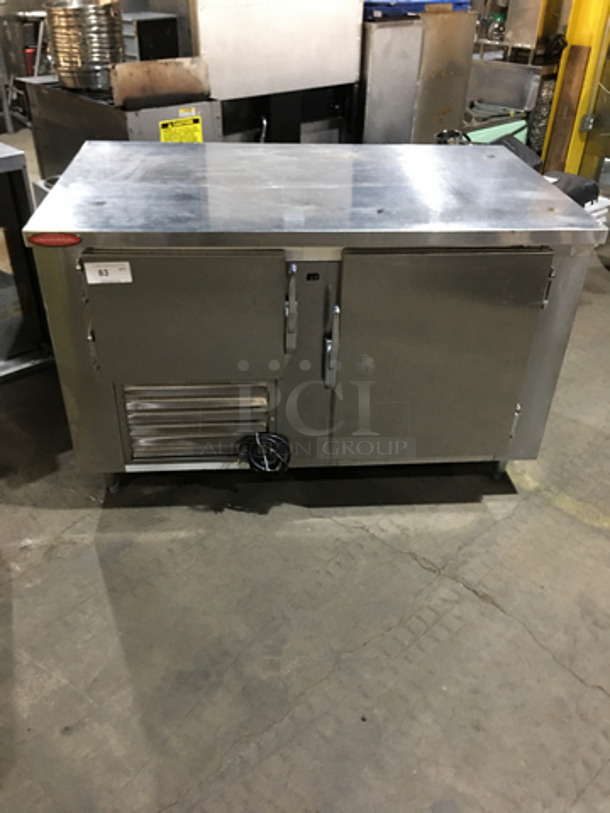 Universal Commercial Refrigerated 2 Door Lowboy/Worktop Cooler! All Stainless Steel! On Legs!