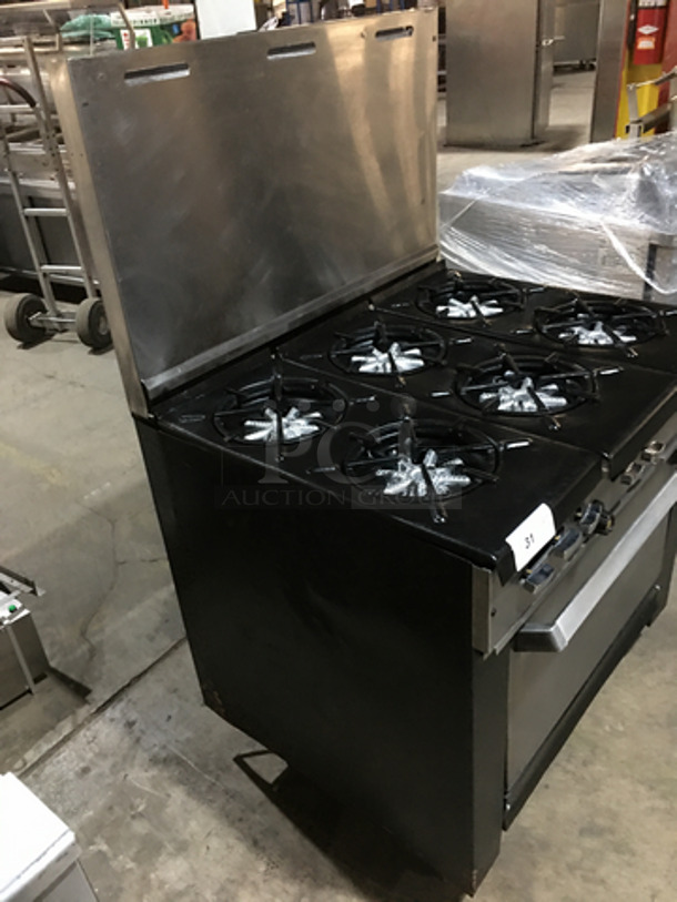 Garland All Stainless Steel Natural Gas Powered 6 Burner Stove! With Full Size Oven Underneath! With Backsplash! On Legs! - Image 2 of 9