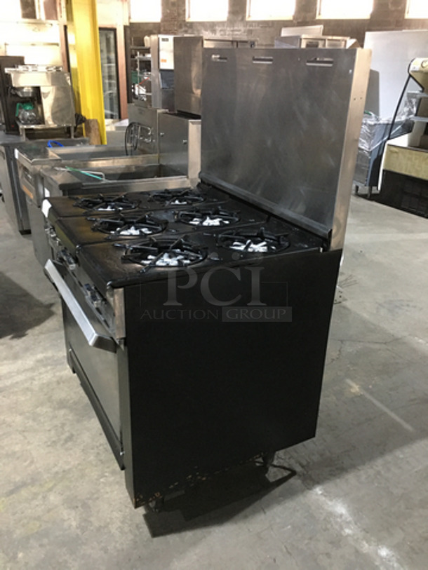 Garland All Stainless Steel Natural Gas Powered 6 Burner Stove! With Full Size Oven Underneath! With Backsplash! On Legs! - Image 3 of 9