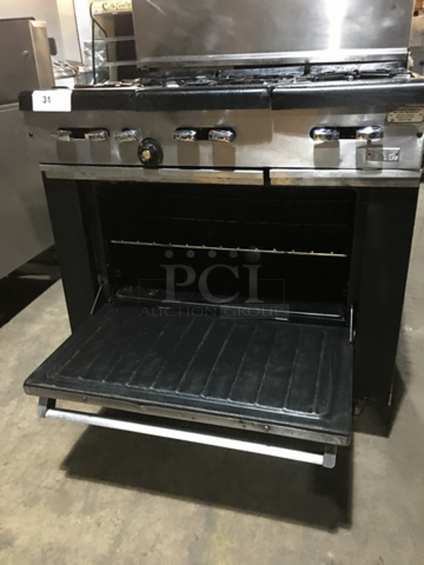 Garland All Stainless Steel Natural Gas Powered 6 Burner Stove! With Full Size Oven Underneath! With Backsplash! On Legs! - Image 5 of 9