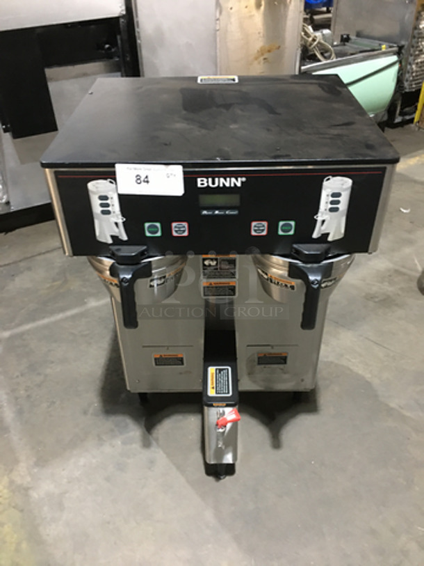 Bunn Commercial Countertop Dual Coffee Brewing/Dispensing Machine! With Hot Water Dispenser! All Stainless Steel Body! Model DUALTFDBC Serial DUAL111944! 120/240V 1Phase! On Legs!