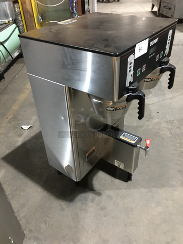Bunn Commercial Countertop Dual Coffee Brewing/Dispensing Machine! With Hot Water Dispenser! All Stainless Steel Body! Model DUALTFDBC Serial DUAL111944! 120/240V 1Phase! On Legs! - Image 2 of 9