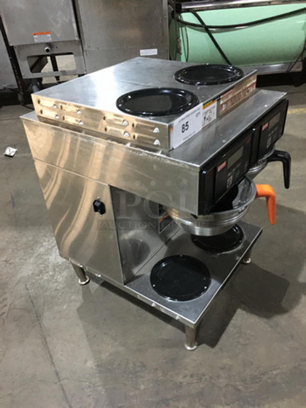 Bunn Commercial Countertop Dual Coffee Brewing Machine! Axiom Series! With 4 Coffee Pot Warming Stations! All Stainless Steel! Model AXIOM2/2TWIN Serial AXTN010710! 120/208/240V 1Phase! On Legs!
 - Image 2 of 9