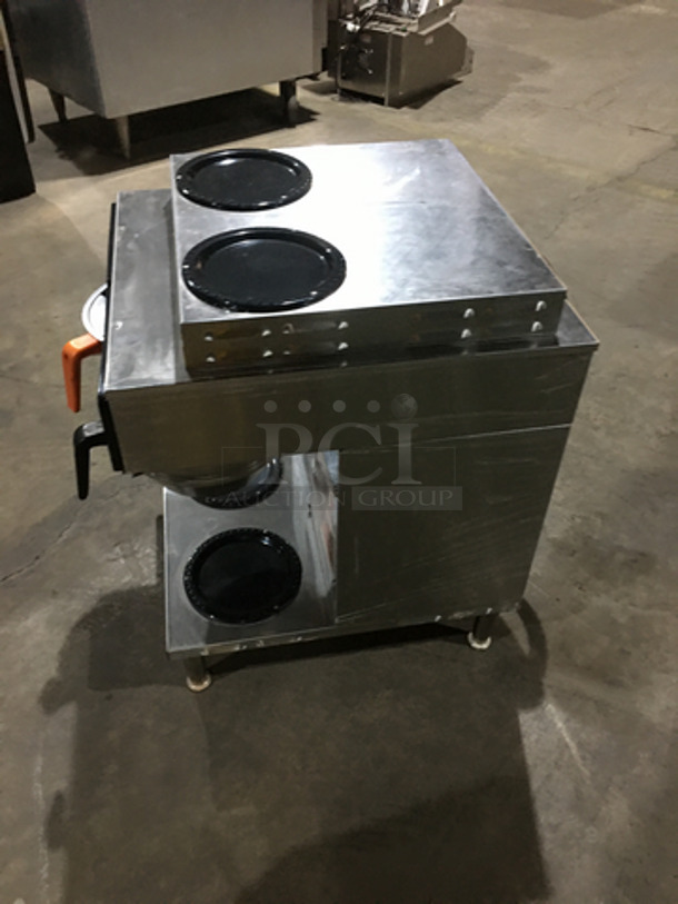 Bunn Commercial Countertop Dual Coffee Brewing Machine! Axiom Series! With 4 Coffee Pot Warming Stations! All Stainless Steel! Model AXIOM2/2TWIN Serial AXTN010710! 120/208/240V 1Phase! On Legs!
 - Image 3 of 9