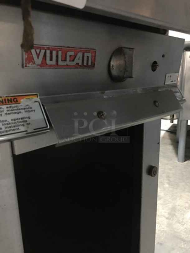Vulcan Commercial Natural Gas Powered 2 Burner Stove! All Stainless Steel! With Storage Space Underneath! Model GHX45 Serial 481634504! On Casters!                                             - Image 8 of 10
