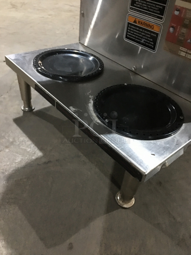 Bunn Commercial Countertop Dual Coffee Brewing Machine! Axiom Series! With 4 Coffee Pot Warming Stations! All Stainless Steel! Model AXIOM2/2TWIN Serial AXTN010710! 120/208/240V 1Phase! On Legs!
 - Image 7 of 9