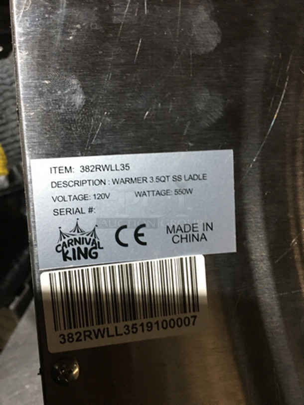 Carnival King Commercial Cheese Warmer! All Stainless Steel! Model 382RWLL35 Serial 382RWLL3519100007! 120V! - Image 6 of 7
