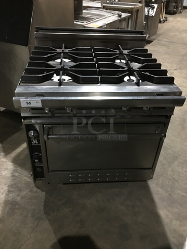 Nice! Jade Range Heavy Duty Commercial Natural Gas Powered WIDE BODY 4 Burner Range! With Full Size Oven Underneath! All S.S.! On Commercial Casters!