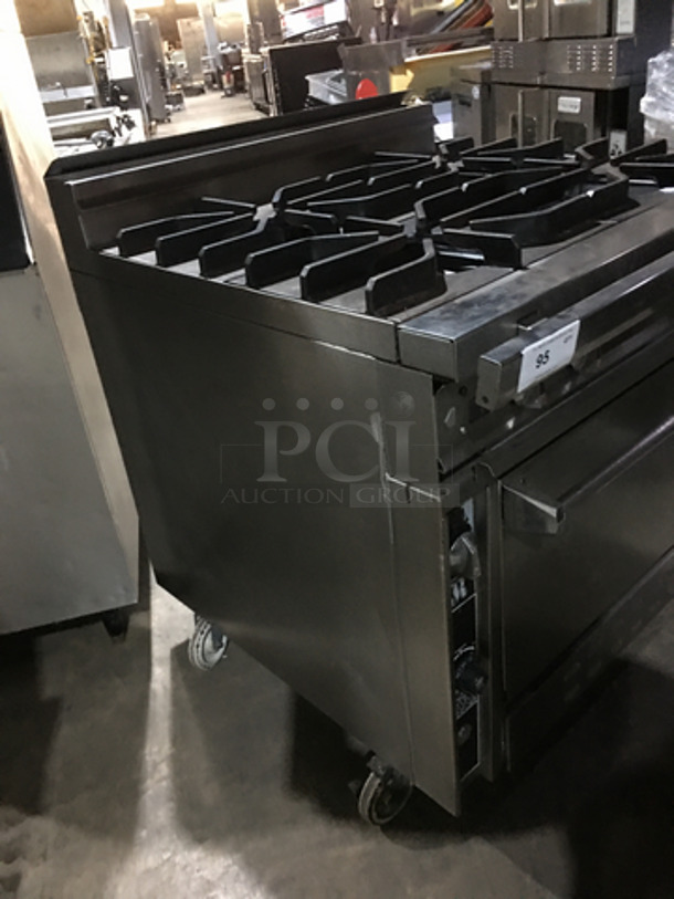 Nice! Jade Range Heavy Duty Commercial Natural Gas Powered WIDE BODY 4 Burner Range! With Full Size Oven Underneath! All S.S.! On Commercial Casters! - Image 2 of 11