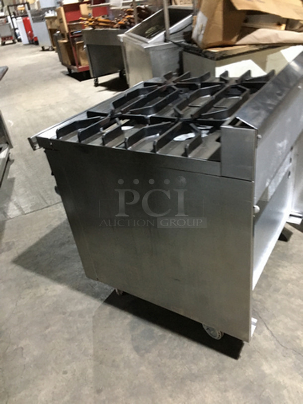 Nice! Jade Range Heavy Duty Commercial Natural Gas Powered WIDE BODY 4 Burner Range! With Full Size Oven Underneath! All S.S.! On Commercial Casters! - Image 4 of 11