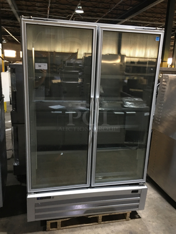 Master Bilt Commercial 2 Door Reach In Freezer Merchandiser! With Poly Coated Racks! Model BLG48HD Serial 221994LFF01! 115V 1Phase!