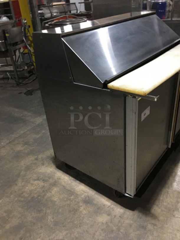 Silver King Commercial Refrigerated Sandwich Prep Table! With Commercial Cutting Board! With 2 Door Underneath Storage Space! All Stainless Steel! Model SKP4812/C18 Serial GKDP091239A! 115V! On Casters! - Image 2 of 10