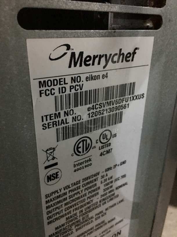 Merrychef Commercial Countertop Rapid Cook Oven! With Digital Touch Controls! All Stainless Steel! Model EIKONE4 Serial 1206213090561! 208/240V! - Image 8 of 9