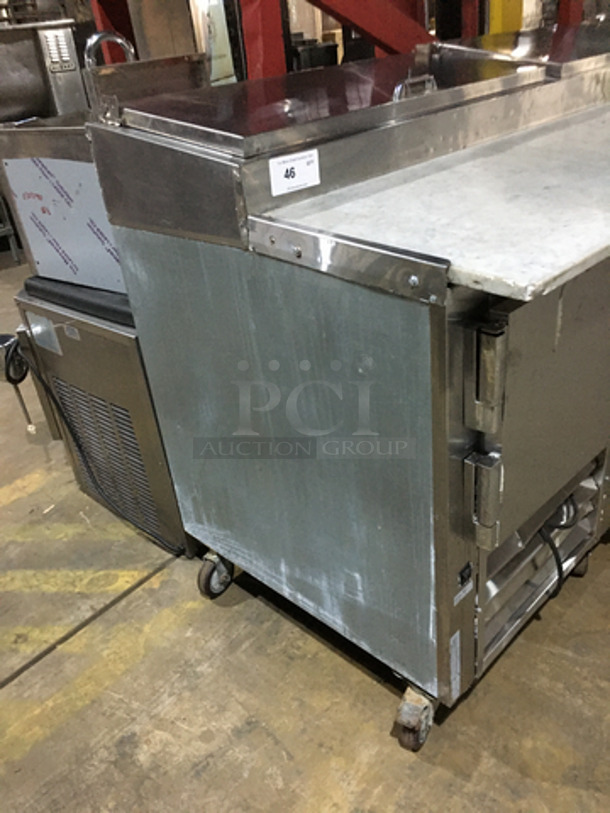 Leader Commercial Refrigerated Marble Top Pizza Prep Table! With 3 Door Underneath Storage Space! Model PT72 Serial PT043536! 115V 1Phase! On Casters! - Image 2 of 9