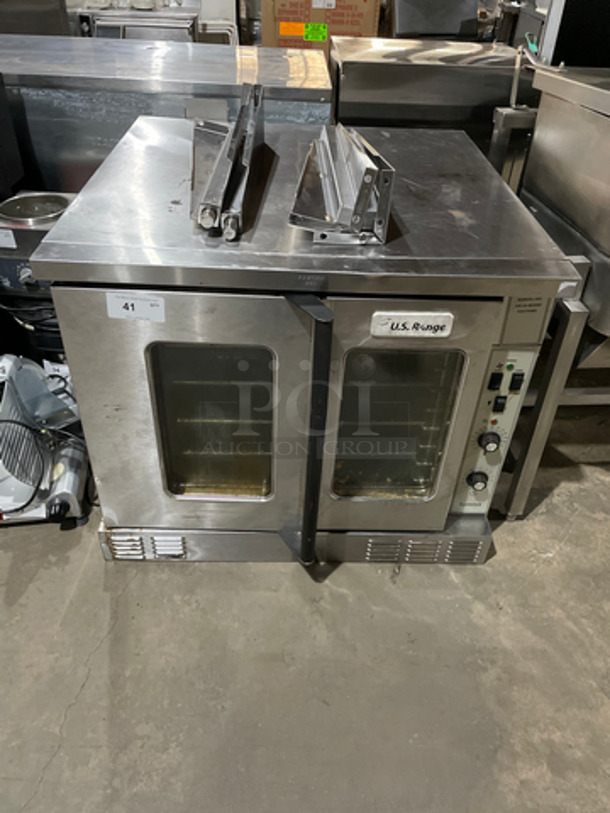US Range Commercial Natural Gas Powered Single Deck Convection Oven! With View Through Doors! All Stainless Steel! Model SUMG100 Serial 1606100101480! With Legs!