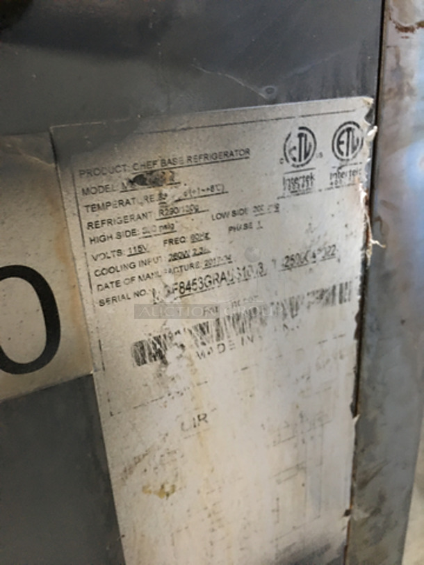 2017 Atosa 72 Inch 4 Drawer Refrigerated Chef Base! Model MGF8453GR! All S.S.! On Commercial Casters! 115V 1 Phase! - Image 7 of 8