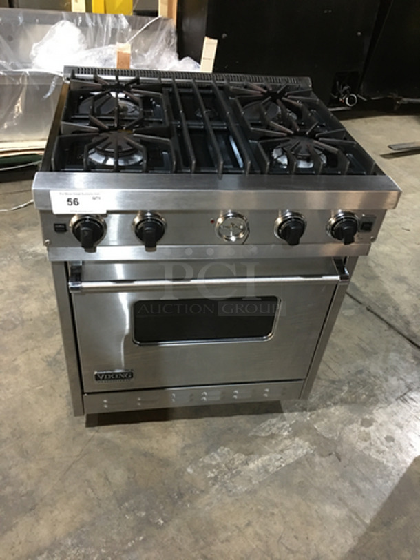 NICE! Viking Commercial Natural Gas Powered 4 Burner Stove! With Full Size Oven Underneath! All Stainless Steel! On Legs!