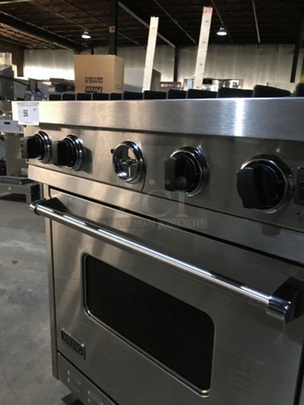 NICE! Viking Commercial Natural Gas Powered 4 Burner Stove! With Full Size Oven Underneath! All Stainless Steel! On Legs! - Image 8 of 9