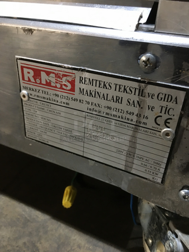 2013 RMS Stainless Steel Commercial Countertop Dough Sheeter! Model 600 Serial 0513198! 220/230V! - Image 7 of 8
