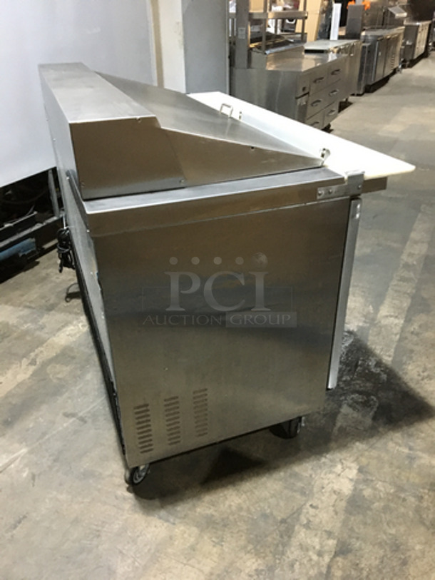 Centaur Commercial Refrigerated Sandwich Prep Table! With Underneath Storage Space! With Commercial Cutting Board! All Stainless Steel! Model CST6024 Serial 1101CENH00322! 115V 1Phase! On Casters! - Image 4 of 10