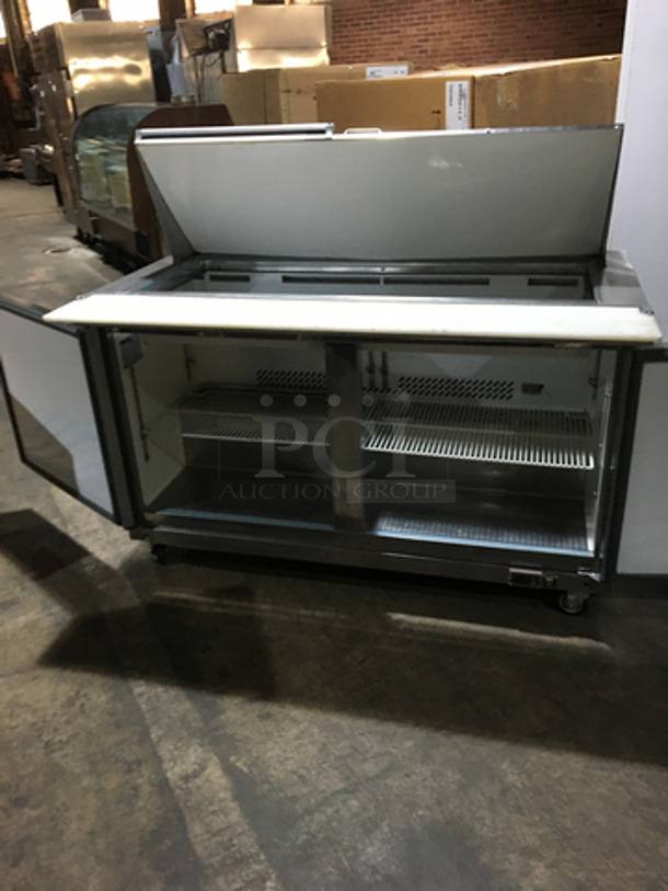 Centaur Commercial Refrigerated Sandwich Prep Table! With Underneath Storage Space! With Commercial Cutting Board! All Stainless Steel! Model CST6024 Serial 1101CENH00322! 115V 1Phase! On Casters! - Image 5 of 10