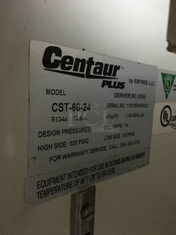 Centaur Commercial Refrigerated Sandwich Prep Table! With Underneath Storage Space! With Commercial Cutting Board! All Stainless Steel! Model CST6024 Serial 1101CENH00322! 115V 1Phase! On Casters! - Image 9 of 10