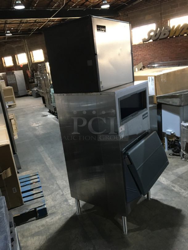 Ice-O-Matic Commercial Ice Making Machine! On Ice Bin Model B70030 Serial J0481518316! All Stainless Steel Body! Ice Machine Model ICE1006HW3 Serial 11031280012753! 208/230V 1Phase! On Legs! 2 X Your Bid! Makes One Unit! - Image 2 of 8