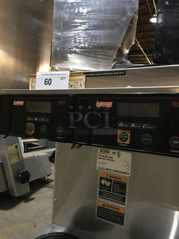 Bunn Commercial Countertop Dual Coffee Brewing Machine! Axiom Series! With 4 Coffee Pot Warming Stations! All Stainless Steel! Model AXIOM2/2TWIN Serial AXTN010766! 120/208/240V 1Phase! On Legs! - Image 6 of 10