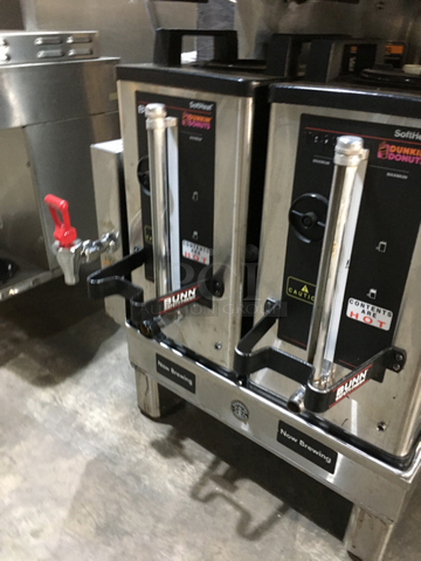 Bunn Commercial Countertop Dual Coffee Brewing Machine! With Hot Water Dispenser! With Beverage Holders/Dispensers! All Stainless Steel Body! Model DUALSHDBC Serial DUAL116017! 120/208V 1Phase! On Legs!
 - Image 6 of 7