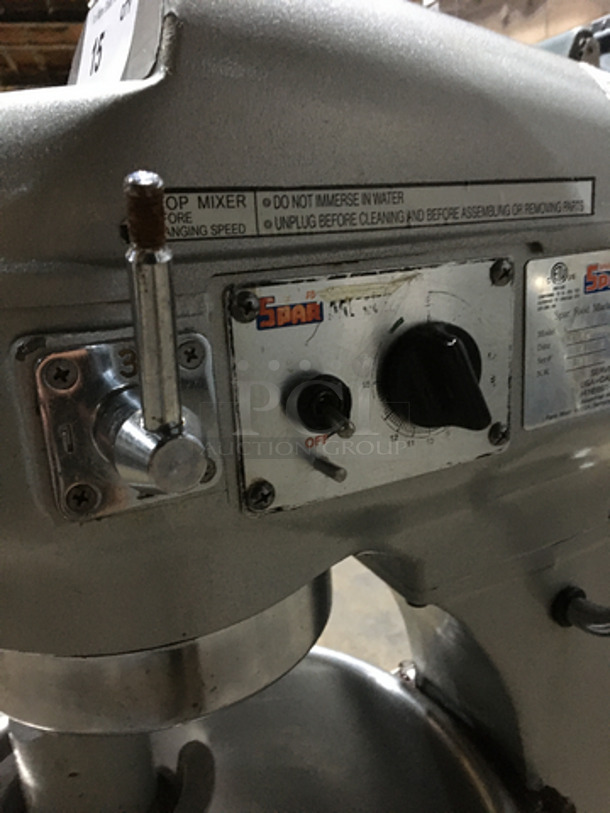 Spar Commercial 20 Quart Planetary Mixer! All Stainless Steel! With Bowl! With Dough Hook, Whip, & Paddle Attachments! Model 7MXJ Serial 0306239! 110V 1Phase! - Image 6 of 11