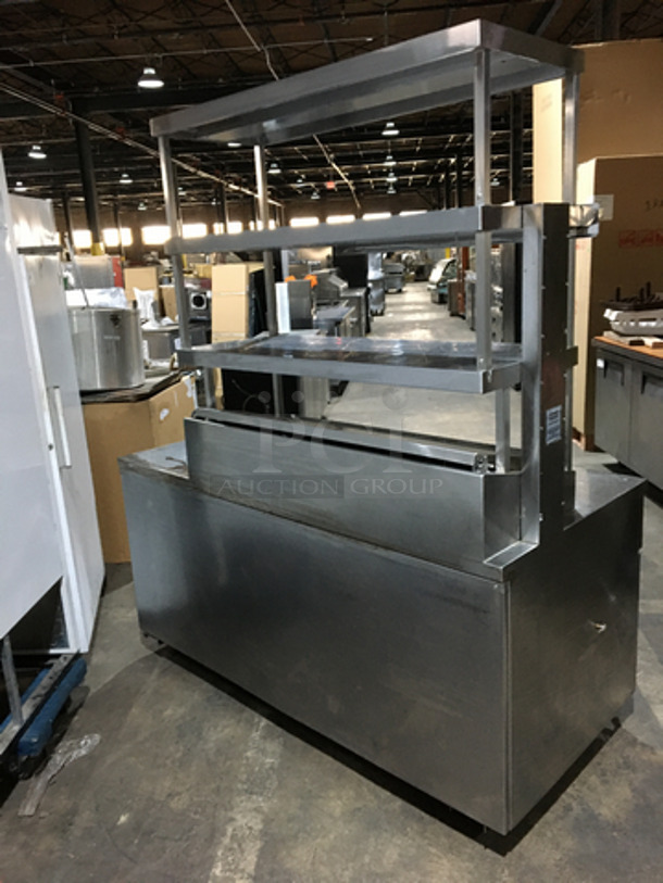 All Stainless Steel Refrigerated Pizza Prep Table/Bain Marie! With 2 Tier Overhead Shelf! With 6 Drawers Underneath! All Stainless Steel! On Casters! - Image 3 of 8