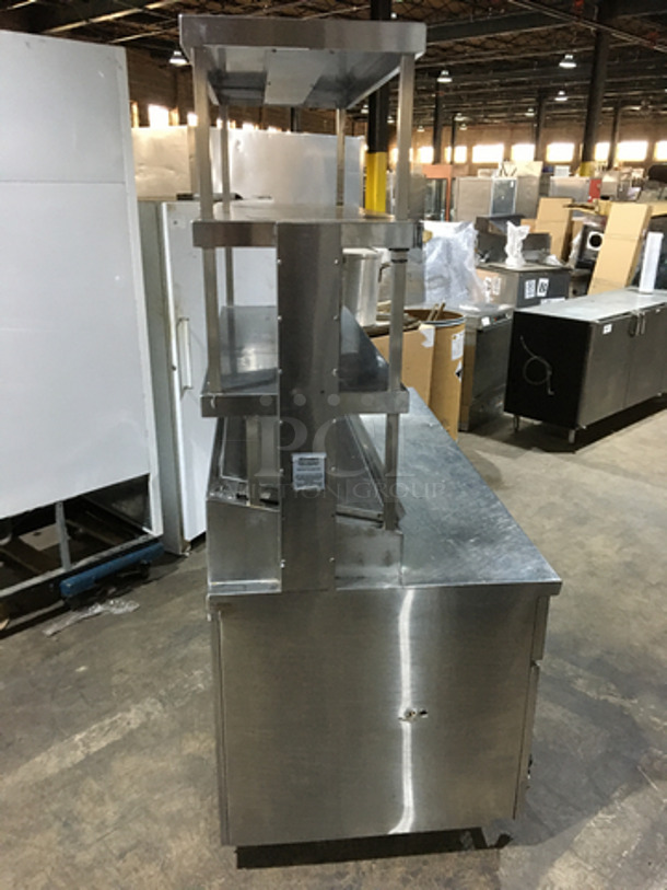 All Stainless Steel Refrigerated Pizza Prep Table/Bain Marie! With 2 Tier Overhead Shelf! With 6 Drawers Underneath! All Stainless Steel! On Casters! - Image 4 of 8