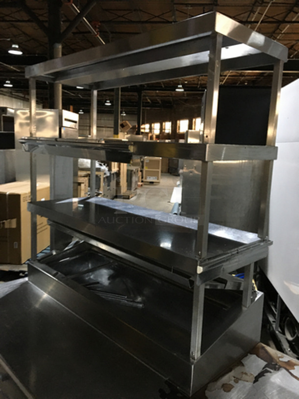 All Stainless Steel Refrigerated Pizza Prep Table/Bain Marie! With 2 Tier Overhead Shelf! With 6 Drawers Underneath! All Stainless Steel! On Casters! - Image 7 of 8