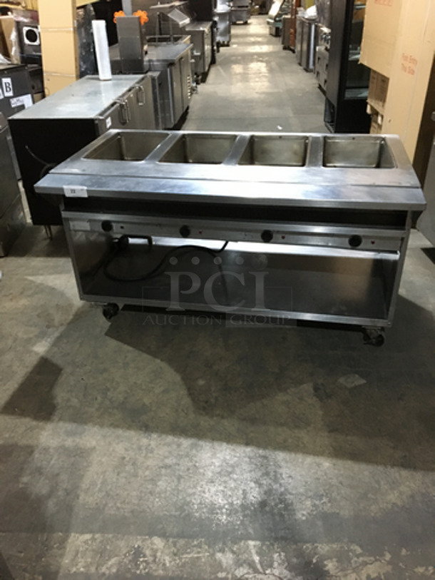 Randell Stainless Steel Commercial 4 Well Steam Table! With Underneath Storage Space! Model 3614 Serial J8644919! 208/240V! On Commercial Casters!