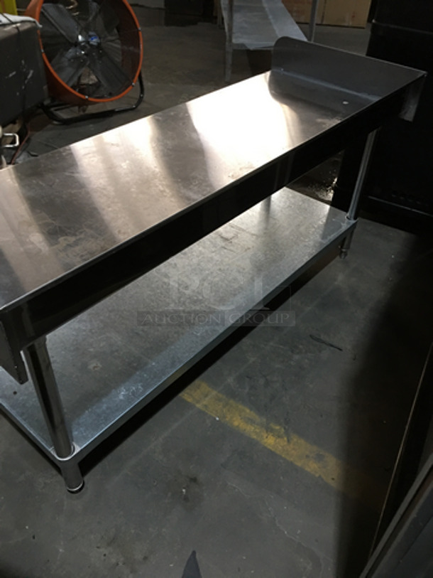 L & J Commercial Work/Prep Table! With Underneath Storage Space! With Back & Side Splashes! All Stainless Steel! On Legs! - Image 4 of 7