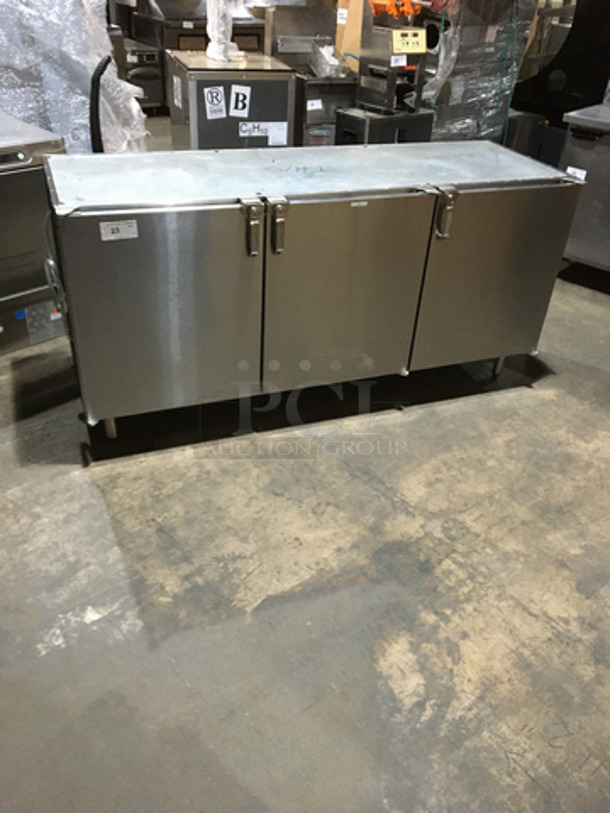 Glastender Commercial Refrigerated 3 Door Bar Back! All Stainless Steel! Model LP72L6SN Serial 404169479N! 120V 1Phase! Remote Compressor/No Compressor! On Legs! - Image 3 of 10