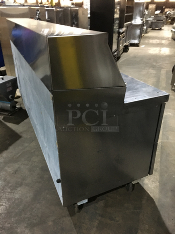 Delfield Commercial Refrigerated Pizza Prep/Mega Top Sandwich/Salad Prep Table! With 2 Drawers Underneath! With 2 Door Underneath Storage Space! All Stainless Steel! On Casters! - Image 4 of 9