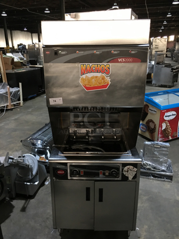 AMAZING! Wells Commercial Electric Powered Deep Fat Fryer! With Ventless Hood! All Stainless Steel! Model WVF886 Serial LAR1100! 208V! On Casters!