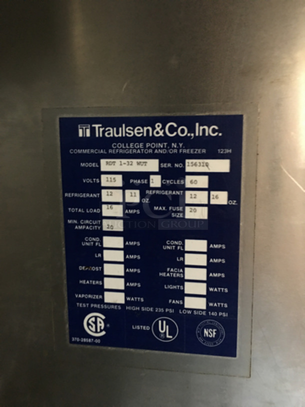 Traulsen Commercial Reach In Refrigerator! With 2 Half Doors! All Stainless Steel! Model RDT132WUT Serial 156310! 115V 1Phase! - Image 8 of 10