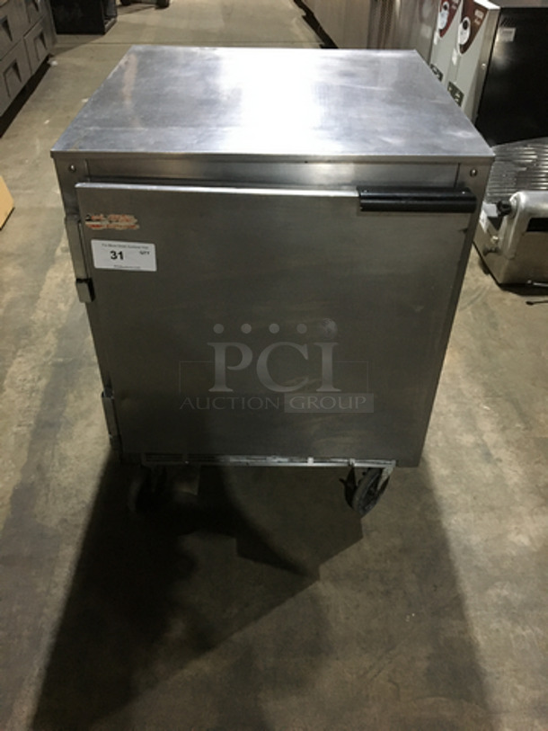 Beverage Air Commercial Single Door Refrigerated Lowboy! With Poly Coated Racks! All Stainless Steel! Model UCR27A Serial 7702987! 115V 1Phase! On Commercial Casters!