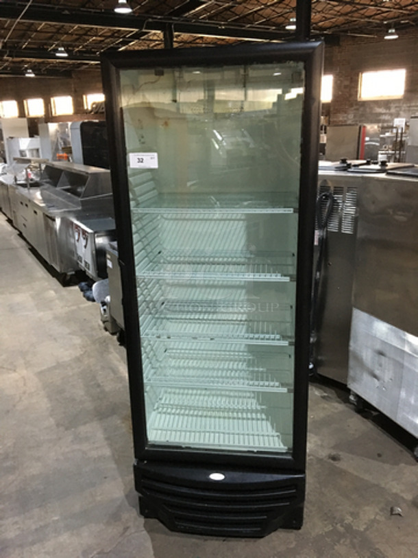 Single Door Reach In Cooler Merchandiser! With Poly Coated Racks! Model VM08007289 Serial 534080603688!  