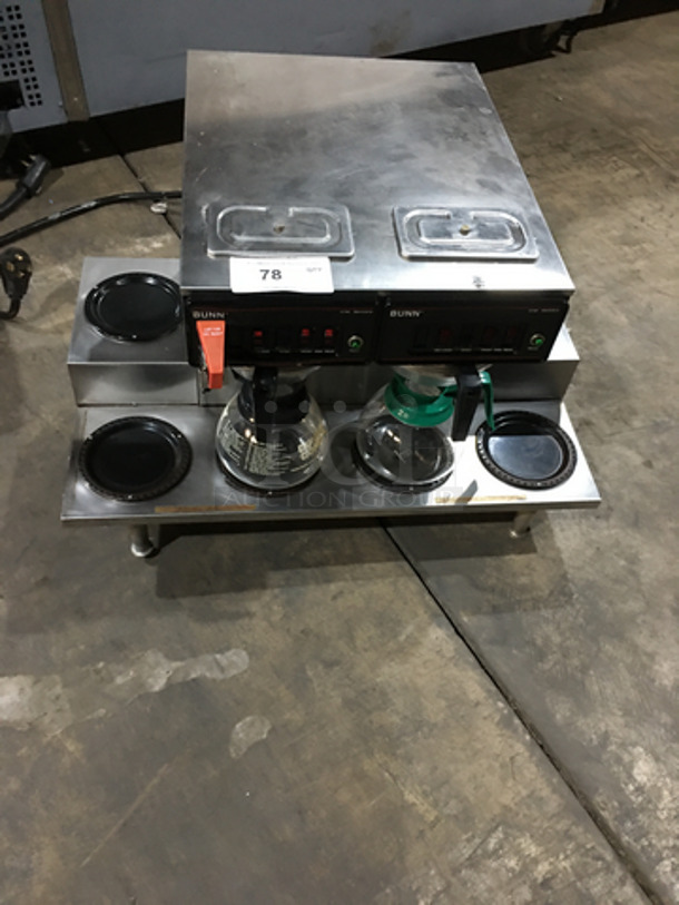 Bunn Commercial Countertop Dual Coffee Brewing Machine! With 6 Coffee Pot Warming Stations! With Hot Water Dispenser! All Stainless Steel! On Legs!