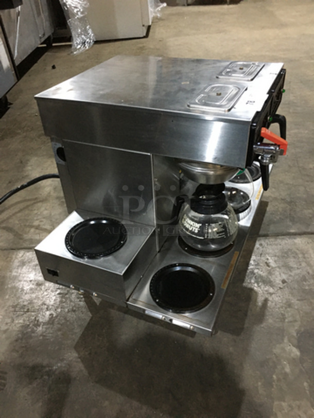 Bunn Commercial Countertop Dual Coffee Brewing Machine! With 6 Coffee Pot Warming Stations! With Hot Water Dispenser! All Stainless Steel! On Legs! - Image 2 of 10