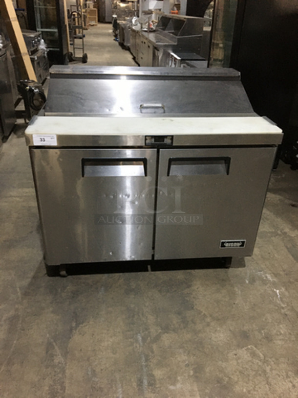 Nice! Late Model 2017! Bison Refrigerated Sandwich Prep Table! Model BST48 Serial BST4800317051000K80026! 115V 1 Phase! On Commercial Casters!