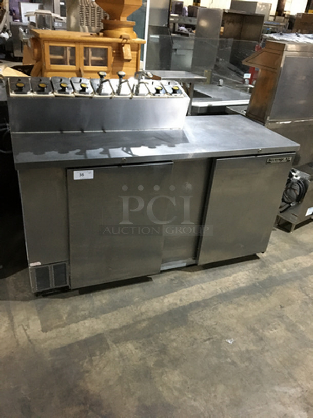 NICE! Beverage Air Commercial Refrigerated Work Top Station! With 2 Door Underneath Storage Space! With Cold Topping Rail! All Stainless Steel! Model MS681 Serial 6715397! 115V 1Phase! - Image 2 of 10