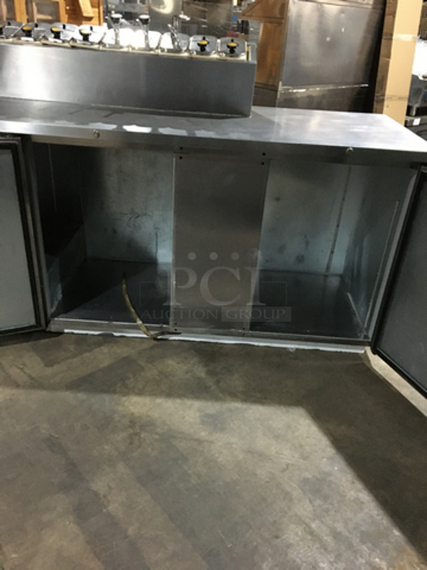 NICE! Beverage Air Commercial Refrigerated Work Top Station! With 2 Door Underneath Storage Space! With Cold Topping Rail! All Stainless Steel! Model MS681 Serial 6715397! 115V 1Phase! - Image 6 of 10