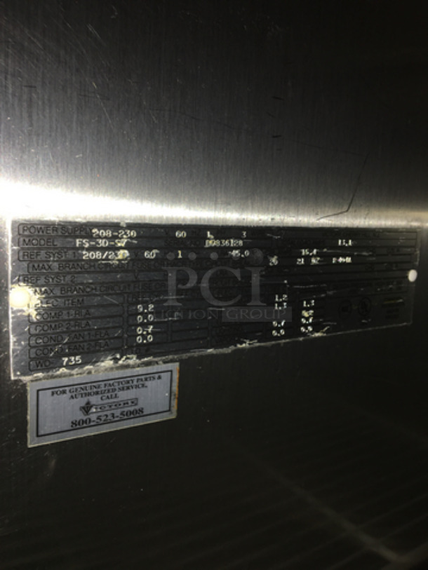 Victory Commercial 3 Door Reach In Freezer! All Stainless Steel! Model FS3DS7 Serial P9836I28! 208/230V 1Phase! On Casters! - Image 8 of 10