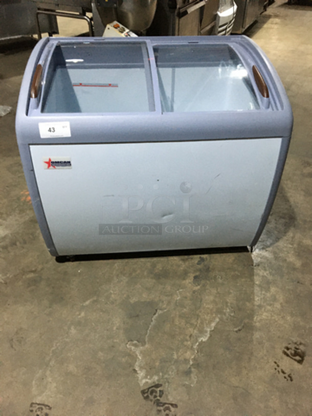 Omcan Commercial Chest Freezer Merchandiser! With 2 Top Sliding Doors! Model XS260YX! 115V!