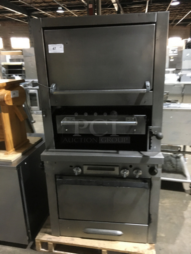 Nice! Jade Range Natural Gas Powered Upright Char Broiler Grill! With Double Oven! All S.S. Body!